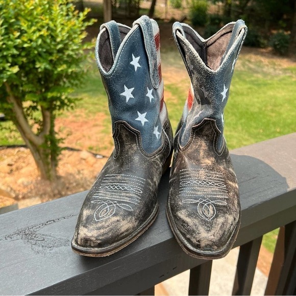 ROPER WOMEN'S AMERICAN BEAUTY FLAG ANKLE BOOTS Size 8 #008 - Picture 6 of 11